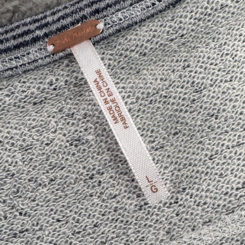 Free‎ People Blue White Striped Lace Up Long Sleeve Top Raw Hem Large OB522543 - Picture 3 of 9